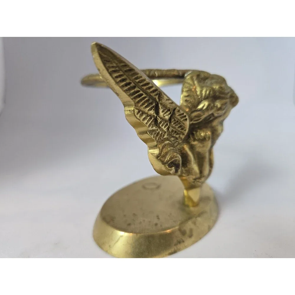Vintage Cast Brass Angel Cherub Wings Ring/Candle Holder/Decor Piece India